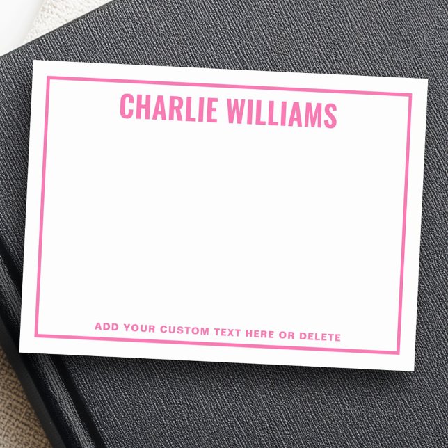 Moderne hellrosa Namensgrenze Post-it Klebezettel (Modern bright pink name border post-it notes)