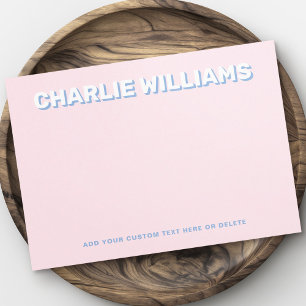 Moderne, hellrosa Notizblöcke Mitteilungskarte