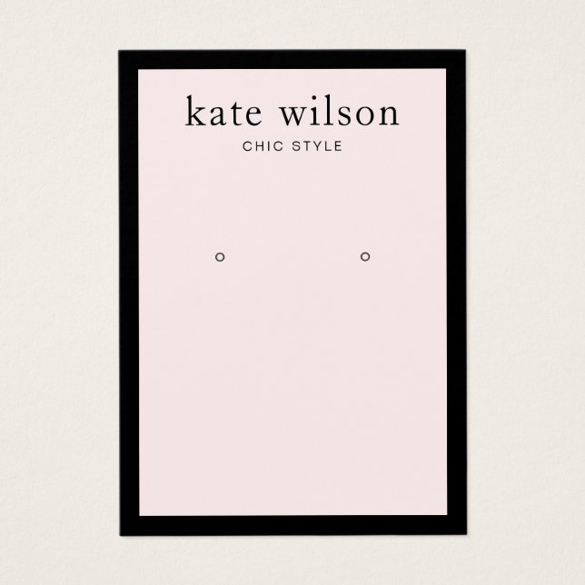 Moderne, hellrosa schwarze Border Earring Display  (Vorderseite)