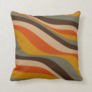 Moderne Herbst-Abstrakte Wavy-Linien in Erdtönen  Kissen
