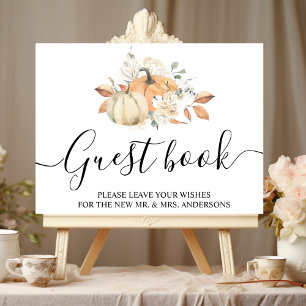 Moderne Herbst-Aquarell-Kürbisse und Blumen Poster