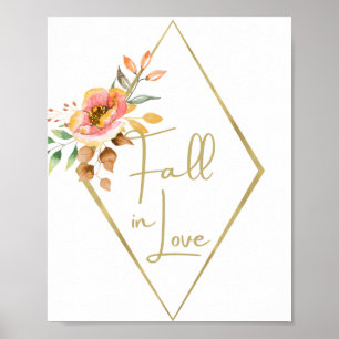 Moderne Herbst-Blumen-Hochzeit verlieben Sie sich Poster