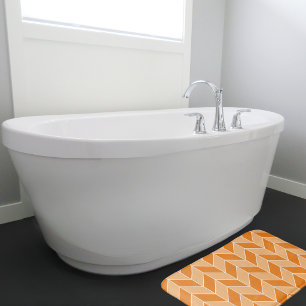 Moderne Herbst-Orange-Pfirsich-Fischgrätmuster Badematte