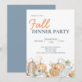 Moderne Herbst Pumpkin Dinner Party Einladung
