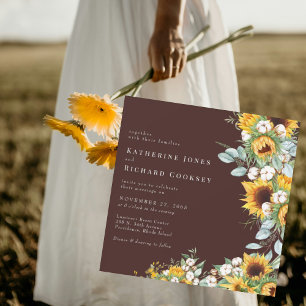 Moderne Herbst-Sonnenblumen Braun Keine Eltern Hoc Einladung