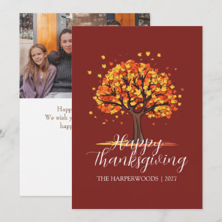 Moderne Herbstbaum-Familien-Dankfest Feiertagskarte