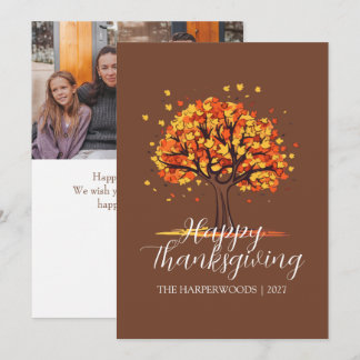 Moderne Herbstbaum-Familien-Dankfest Feiertagskarte
