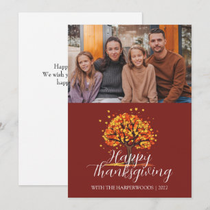 Moderne Herbstbaum-Familien-Dankfest Feiertagskarte