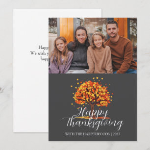 Moderne Herbstbaum-Familien-Danksgiving Feiertagskarte