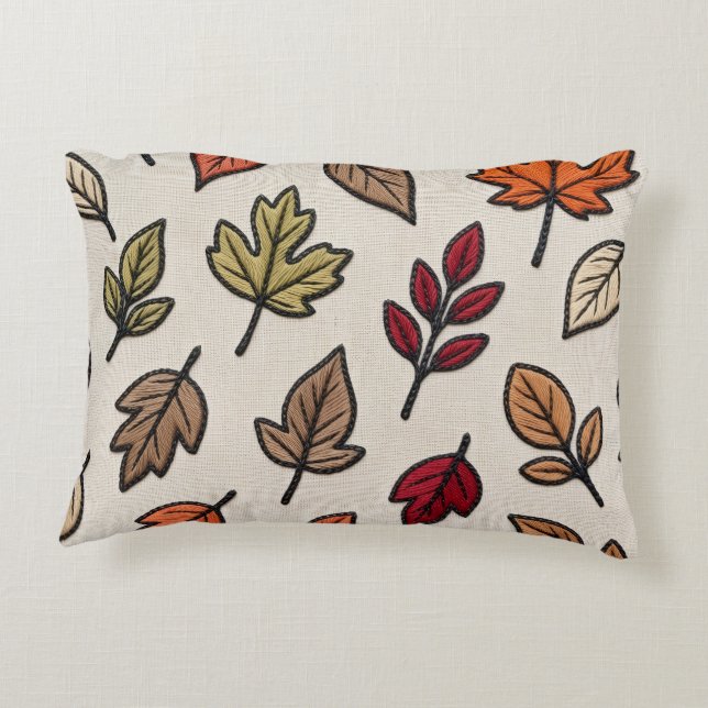 Moderne Herbstblätter bestickte Ästhetik  Dekokissen (Rückseite)