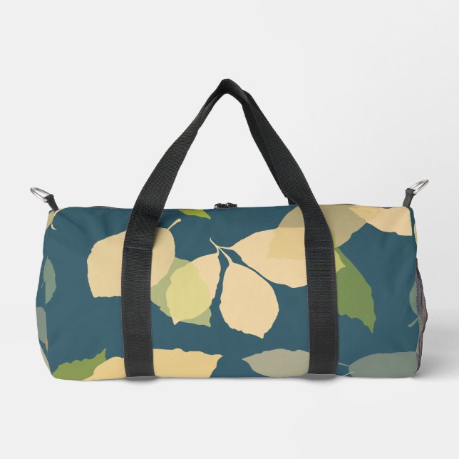 Moderne Herbstblätter mit Türkis Hintergrund Duffle Bag (Vorderseite)