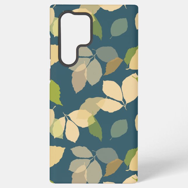 Moderne Herbstblätter mit Türkis Hintergrund Samsung Galaxy Hülle (Rückseite)