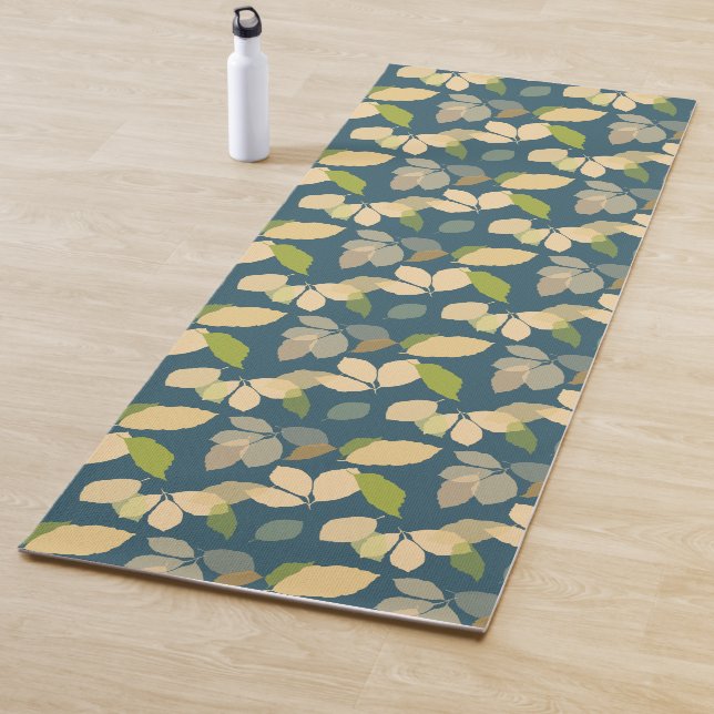Moderne Herbstblätter mit Türkis Hintergrund Yogamatte (Beispiel)