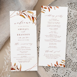 Moderne Herbstgrün Geometrische Rustikale Hochzeit Programm