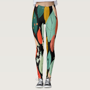 Moderne Herbstlaub-Muster Leggings