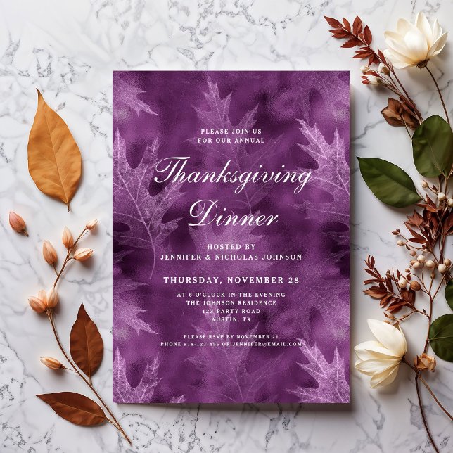 Moderne Herbstlaube Erntedank Dinner Einladung (Modern Fall Leaves Thanksgiving Dinner Invitation)