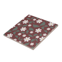 Moderne Heritage Daisy Floral Dunkelrot & Grün