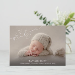 Moderne Herz Danke Baby Foto Geburt Ankündigung