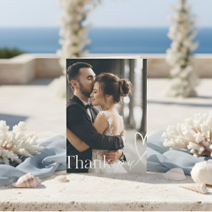 Moderne Herz-Minimalist-Foto-Hochzeit Dankeskarte