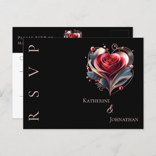 Moderne Herz-Rose-UAWG-Hochzeit- Postkarte