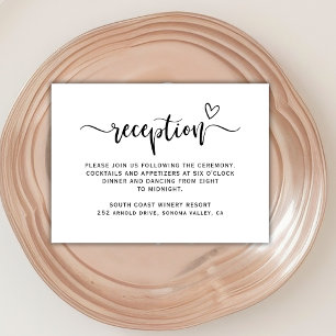 Moderne Herz-Script-Kalligrafie Hochzeitsempfehlun Begleitkarte