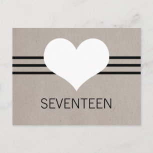 Moderne Herz-Tischnummer Postcard, Beige Postkarte