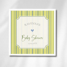 Moderne Herz-Zitrus-Blau-Gestreifte Babyparty Serviette