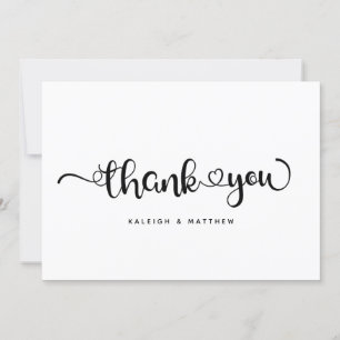 Moderne Herzen Brush-Schrift Moderne Hochzeit Dankeskarte