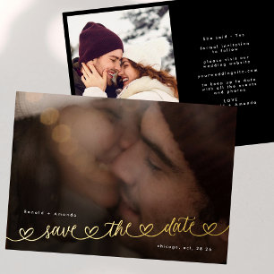 Moderne Herzen Save The Date Foto-Hochzeitswebsite Folieneinladung