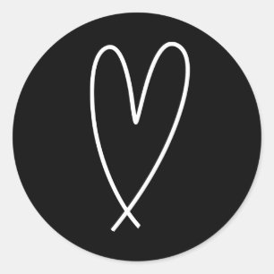 Moderne Herzen Schwarz-Weiß-Minimal Bridal Shower Runder Aufkleber