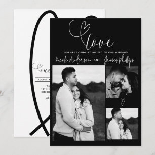 Moderne Herzen Schwarz & Weiß Minimal LOVE Hochzei