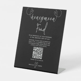 Moderne Herzen Schwarz Weiße Hochzeit Flitterwoche Sockelschild