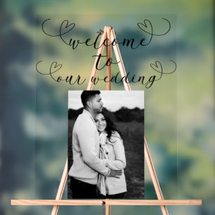 Moderne Herzen Schwarz-weiße Minimale Hochzeit Wil Acrylschild