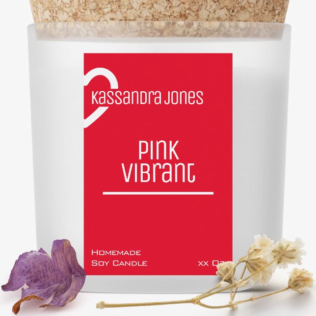 Moderne Herzform Lebhafte Rosa Rote Kerze Schönhei Lebensmitteletikett (Von Creator hochgeladen)