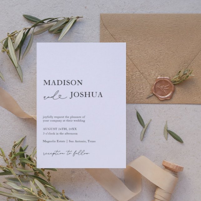 Moderne Herzkalligraphie Schwarz-Weiß-Hochzeit Einladung (Von Creator hochgeladen)