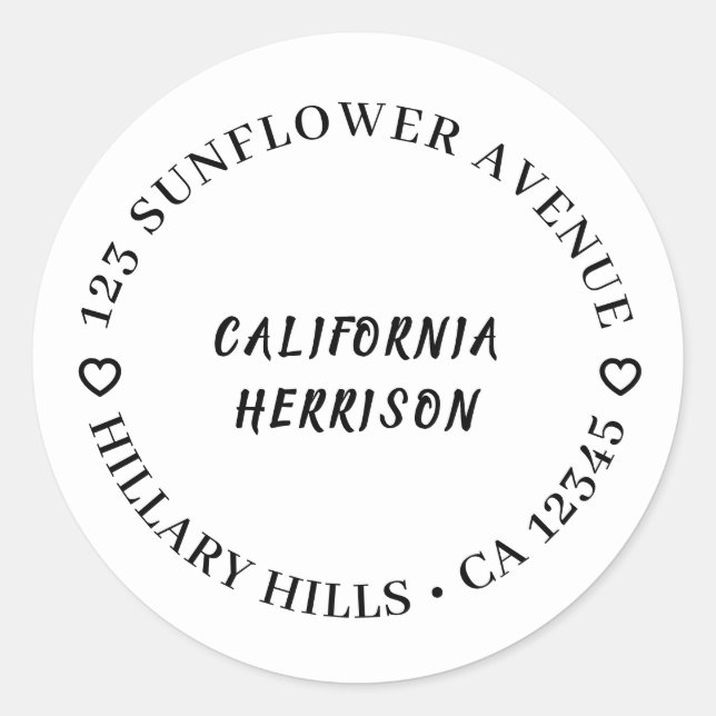 Moderne Herzschrift Minimalistisches Design Runder Aufkleber (Vorderseite)