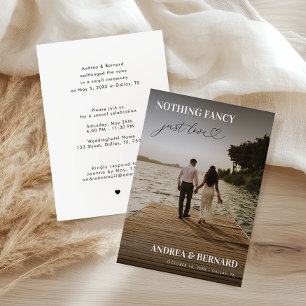 Moderne Herzschrift Nichts Fancy, nur Liebe Elopem Einladung