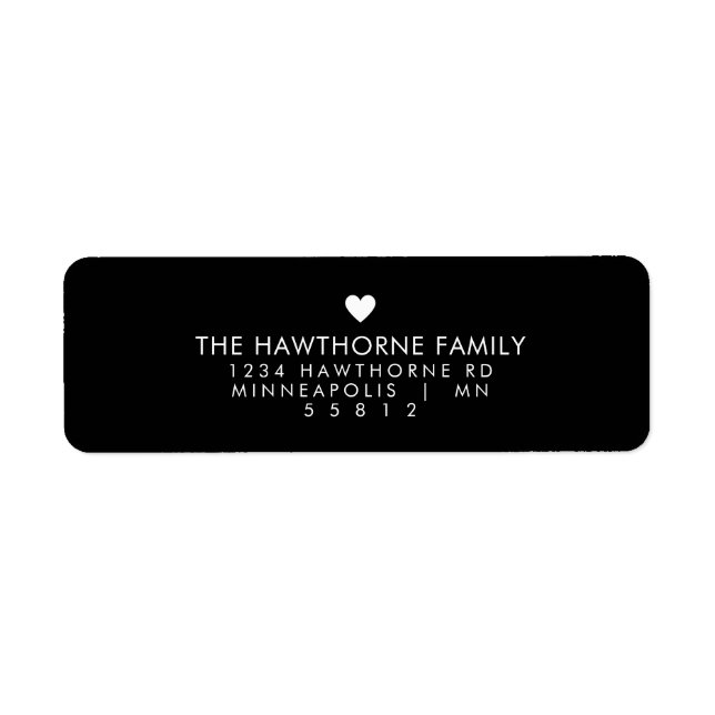 Moderne Herzsendung Liebe Minimal Schwarze Adresse (Vorne)