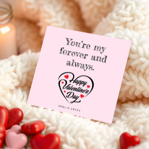 Moderne Herztypografie Soft Pink Valentinstag Mitteilungskarte