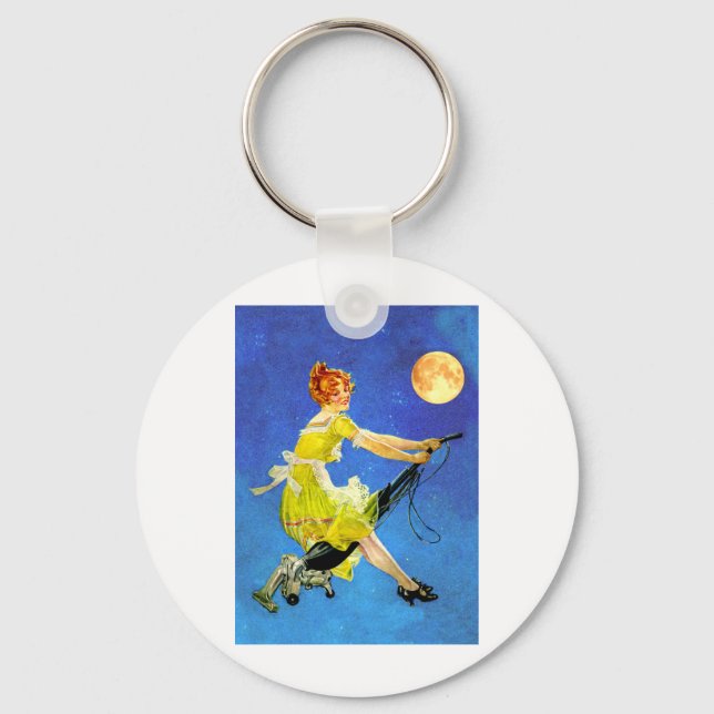 Moderne Hexen fahren ein Vakuum Schlüsselanhänger (Vorderseite)