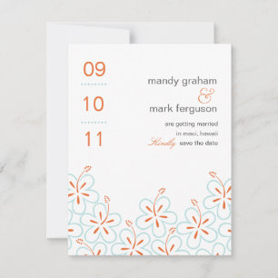 Moderne Hibiskus Save the Date Card