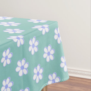 Moderne himmelblaue und weiße Blumen auf hell Türk Tischdecke
