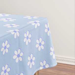 Moderne himmelblaue und weiße Blumen auf Hellblau Tischdecke