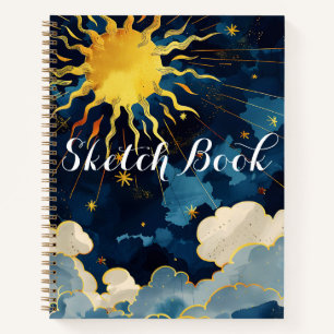 Moderne Himmels-Sonne-Sterne-Wolken-Skizzenbuch Notizbuch