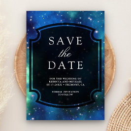 Moderne himmlische Weltraum-Galaxie-Hochzeit Save The Date