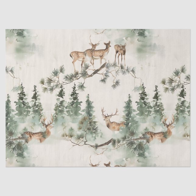 Moderne Hirsche Aquarell Seidenpapier (Vorderseite)