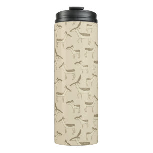 Moderne Hirschillustration Beiges Muster Thermosbecher