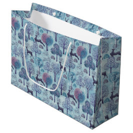 Moderne Hirschwald Blau und Lila Feiertag Große Geschenktüte