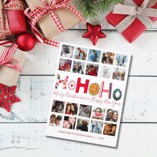 Moderne Ho Ho Ho 20 Foto Weihnachtskarte Postkarte