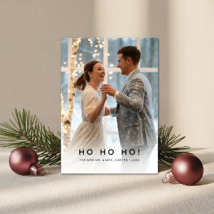 Moderne Ho Ho Ho Neuvermählte Winterhochzeit Feiertagskarte